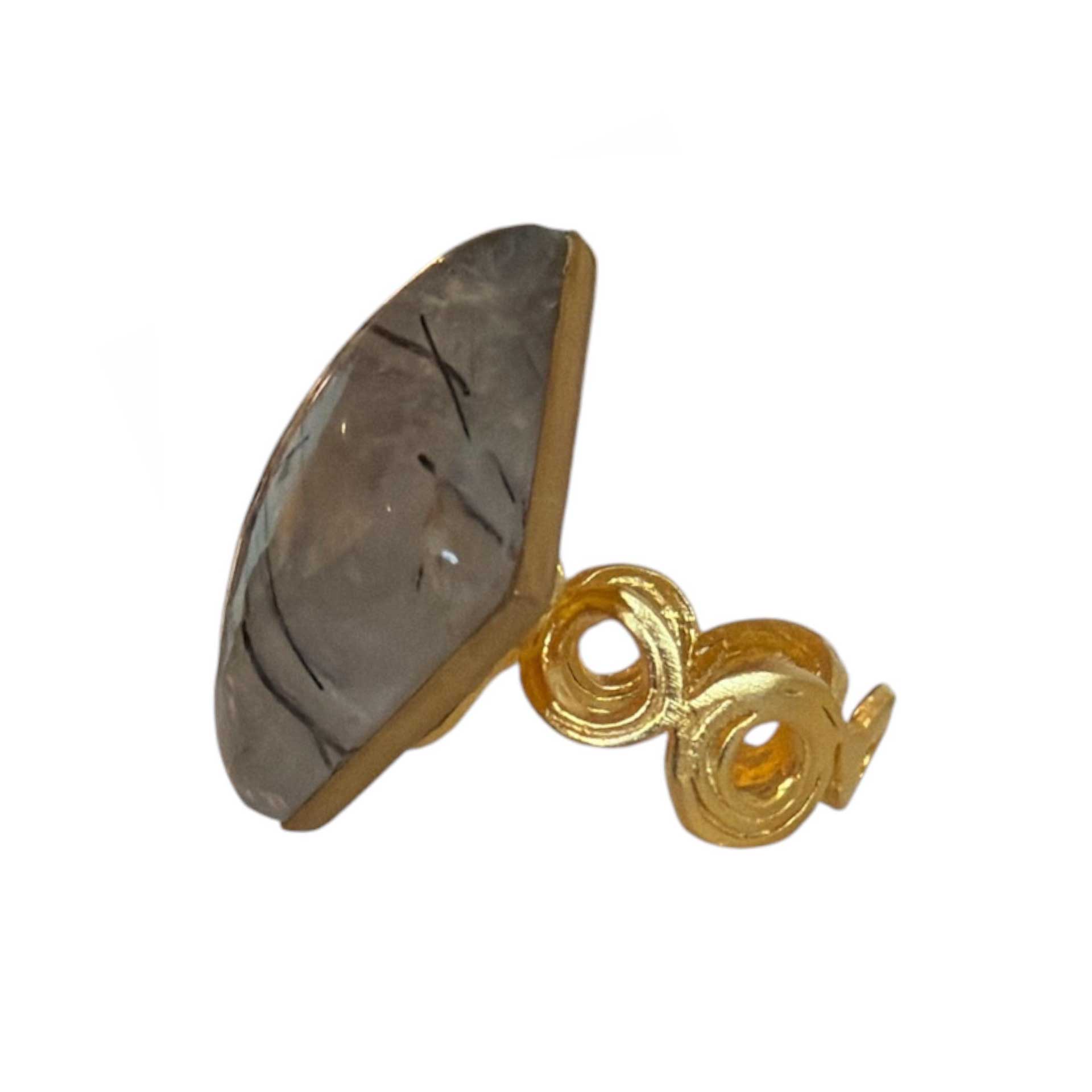Labradorite square cut Cabochon & Vermeil Ring Paggy Goodman Sold at Aqualta 3