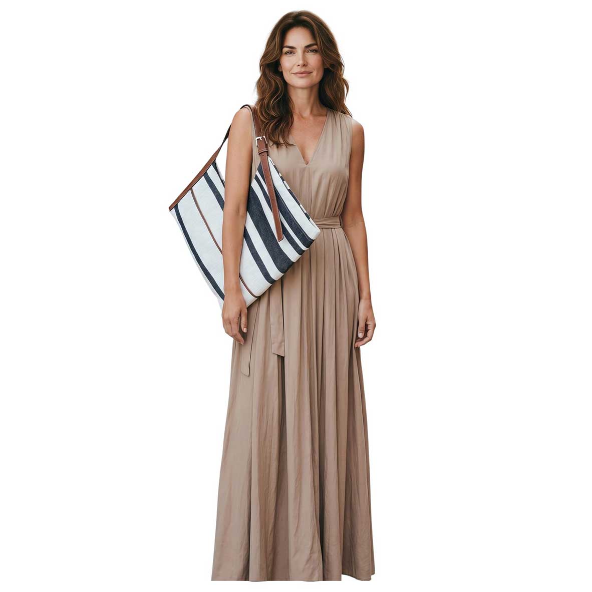 Large Aria Bag wide stripes Biagini sold at Aqualta