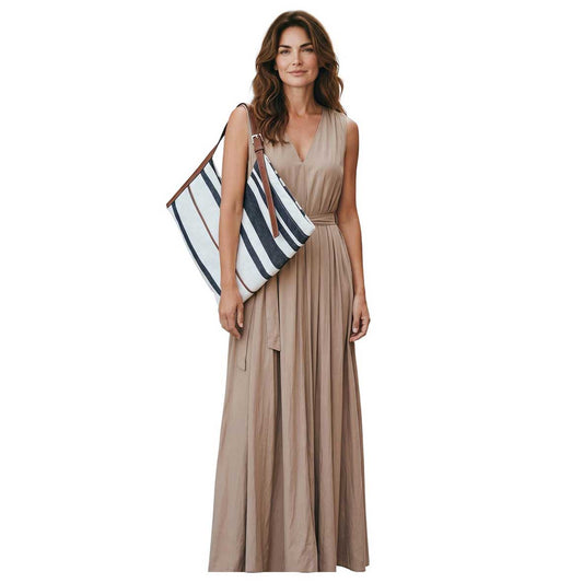 Large Aria Bag wide stripes Biagini sold at Aqualta