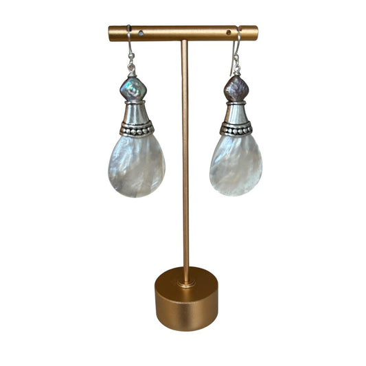 Large Mother of Pearl Earrings made exclusively for Aqualta by Peggy Goodman