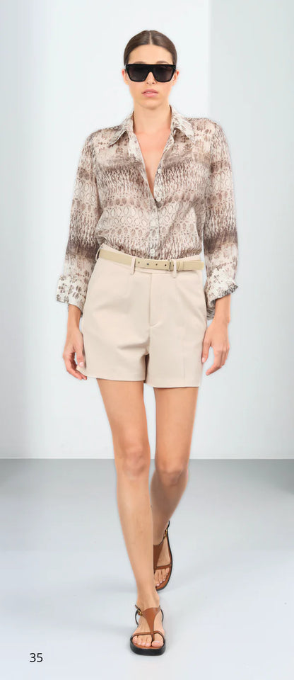 Collar Shirt Latia Pattern Brown