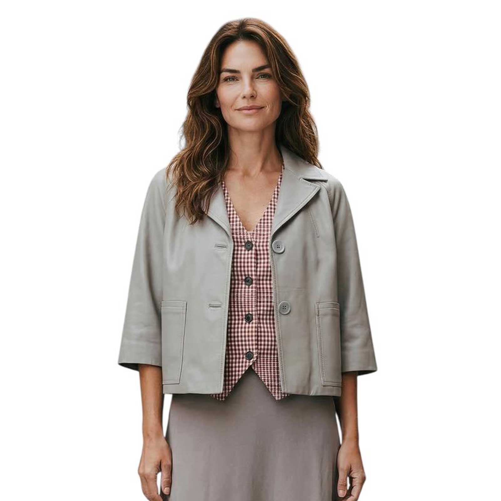 Leather Crop Jacket Natural Suprema sold at Aqualta 4