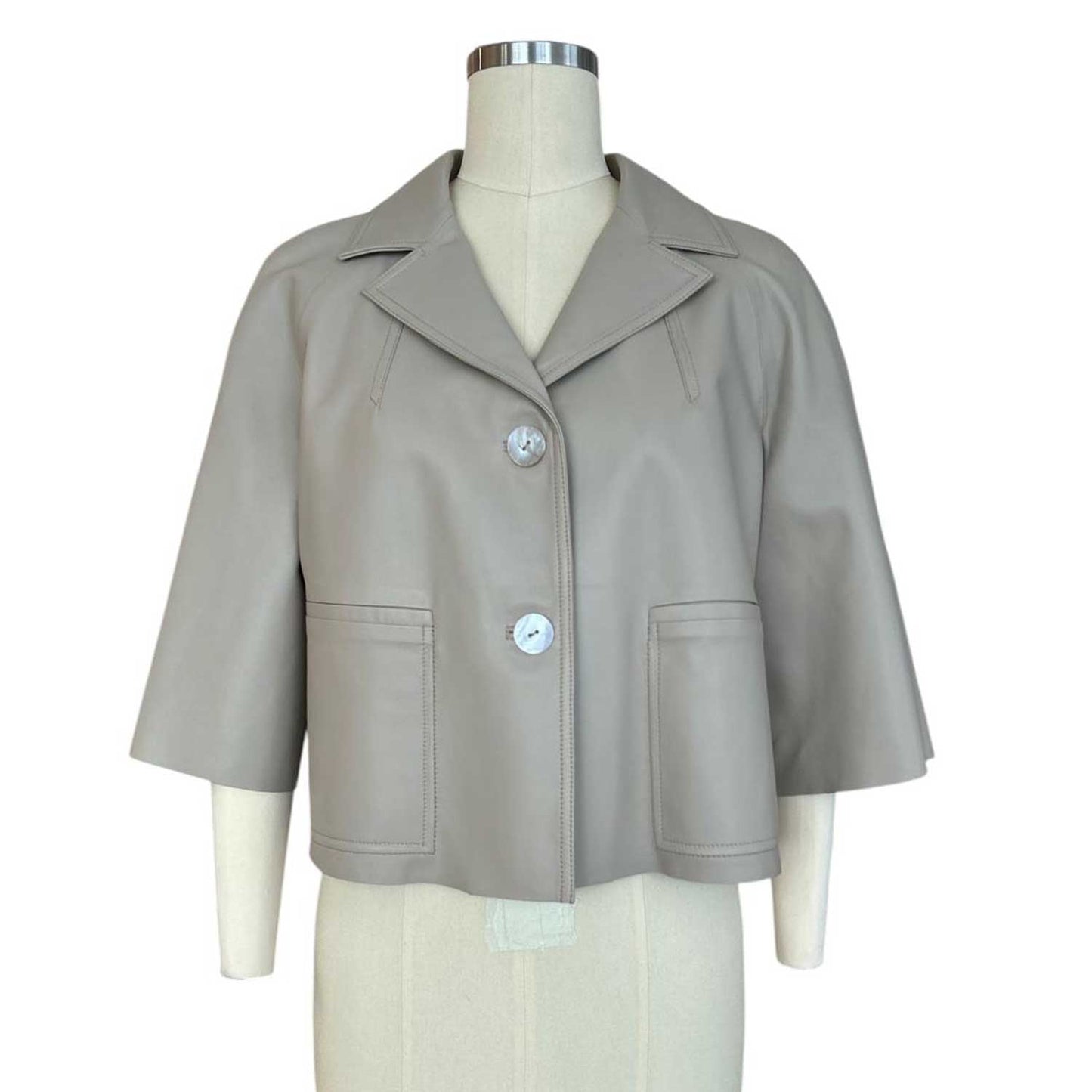 Leather Crop Jacket Natural Suprema sold at Aqualta