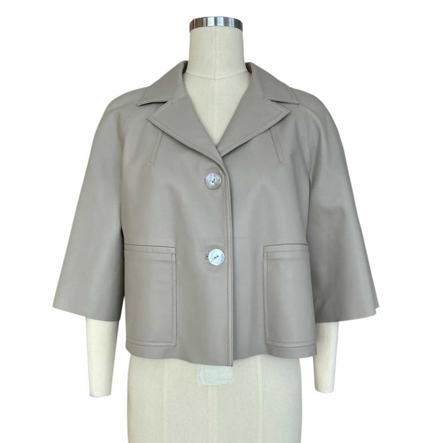 Leather Crop Jacket Natural Suprema sold at Aqualta