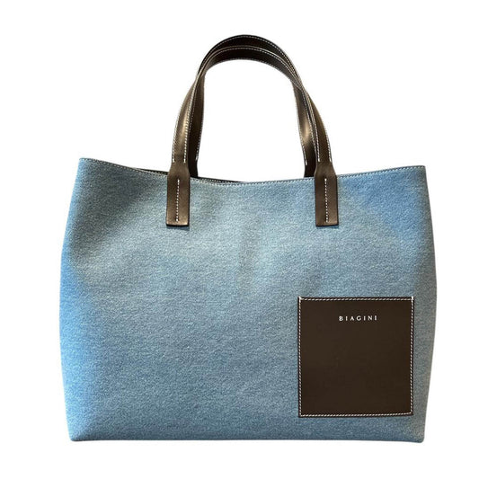 Light Denim Tote & with Black Leather straps - AQUALTA