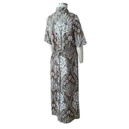 Long Dress with Floral Print White Taupe Caliban sold at Aqualta 2
