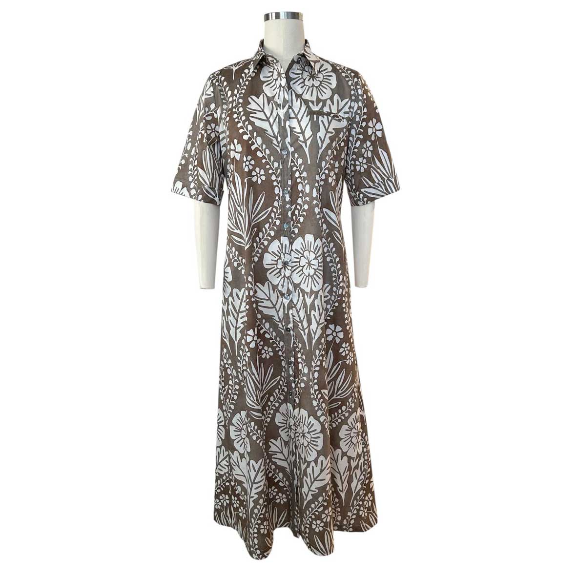 Long Dress with Floral Print White Taupe Caliban sold at Aqualta