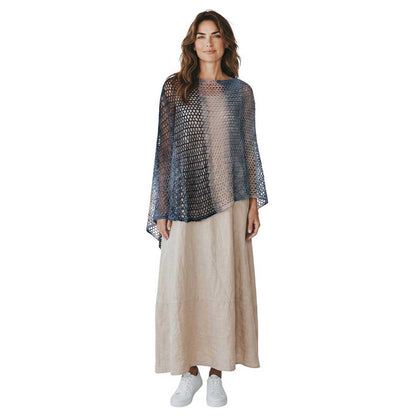 Long Knit Cape Mix Navy Cream Chiara Toffanin sold at Aqualta 2