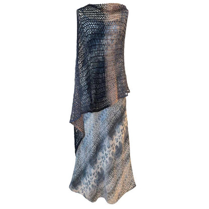 Long Knit Cape Mix Navy Cream Chiara Toffanin sold at Aqualta 3