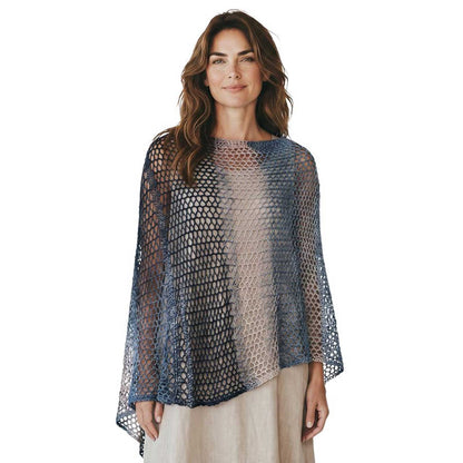 Long Knit Cape Mix Navy Cream Chiara Toffanin sold at Aqualta