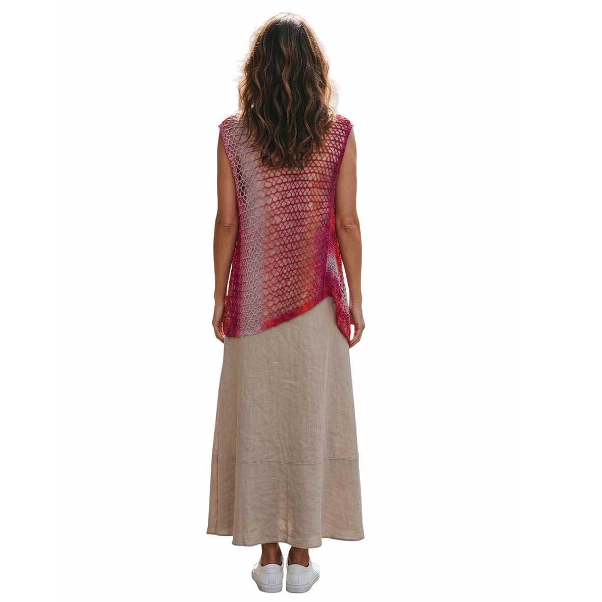 Long Knit Cape Mix Red Orange Chiara Toffanin sold at Aqualta 2