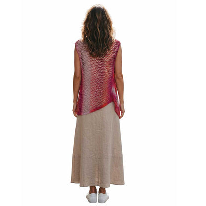 Long Knit Cape Mix Red Orange Chiara Toffanin sold at Aqualta 2