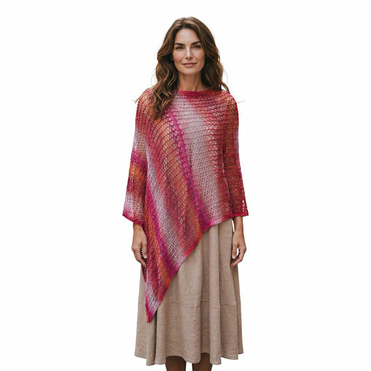 Long Knit Cape Mix Red Orange Chiara Toffanin sold at Aqualta