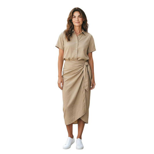 Long Sand Wrap dress Caliban sold at Aqualta