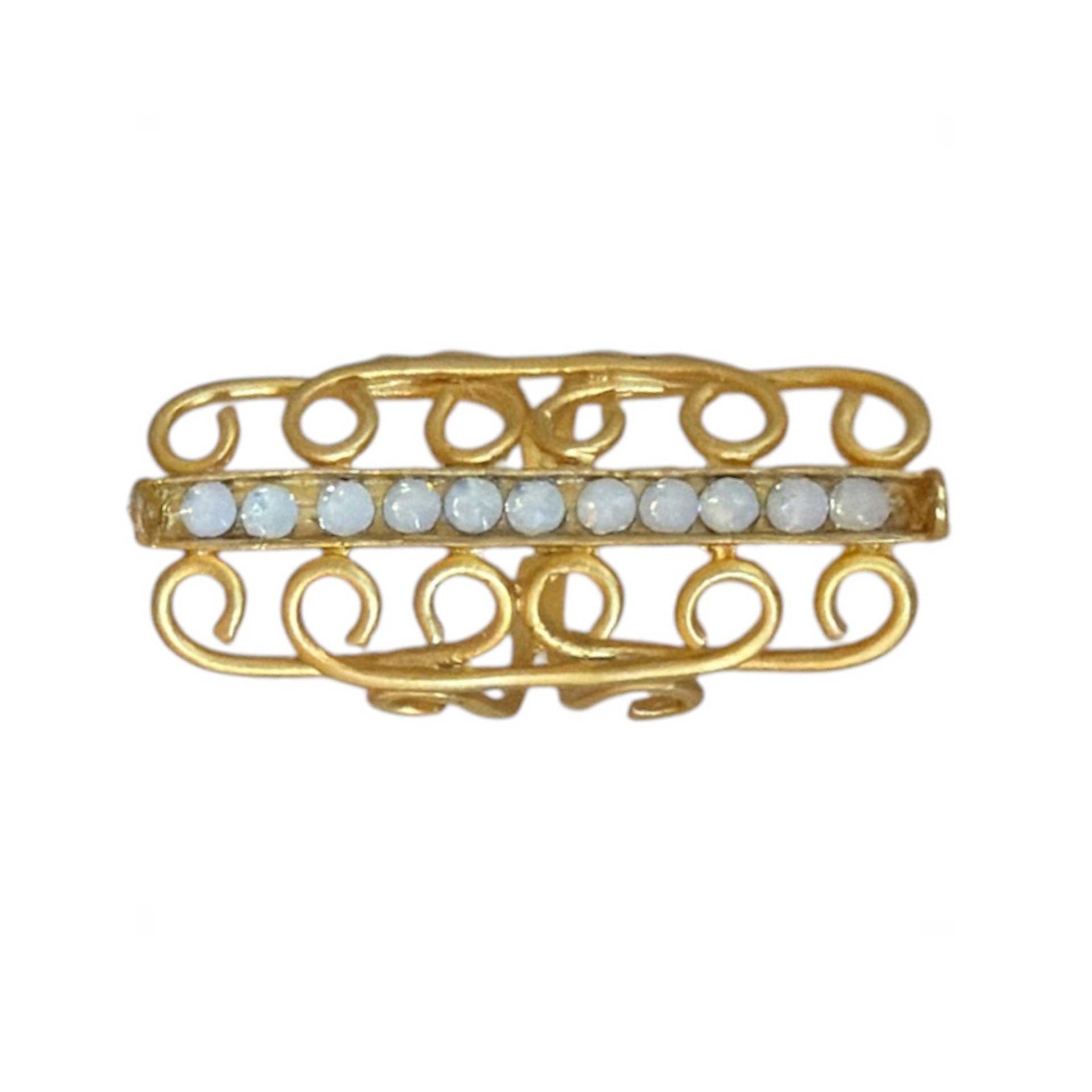 Long ornate Ring with Crystals Peggy Goodman sold at Aqualta