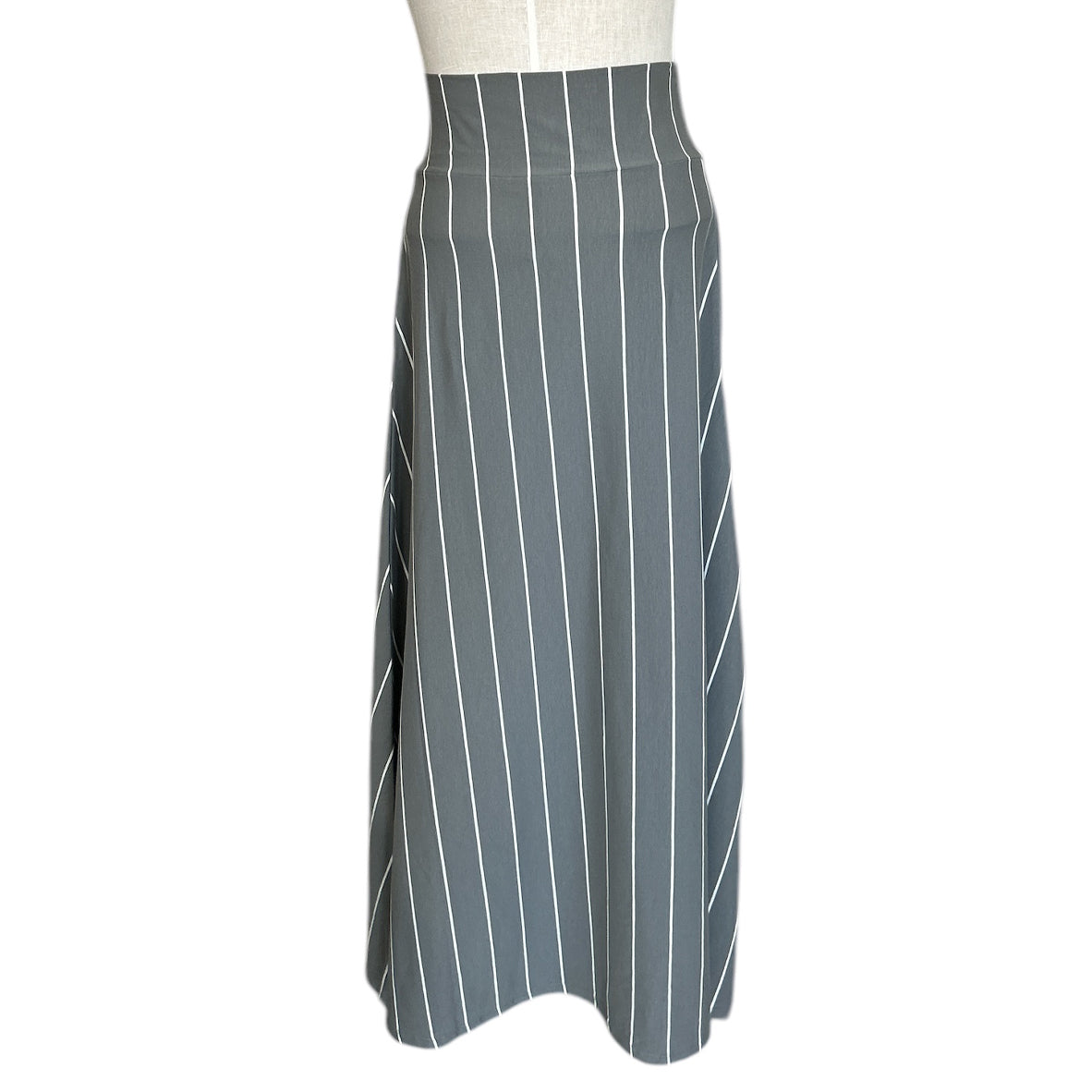 Long Cotton Asymmetric Skirt Stripes Grey White Neirami sold at Aqualtawear 2