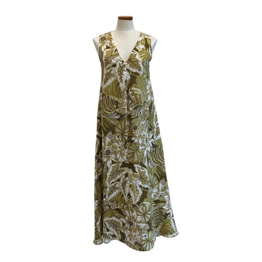 Long Sleeveless linen Dress Floral Print Caliban sold at Aqualta
