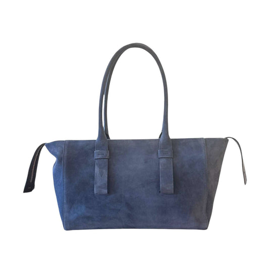 Medium Suede Tote Blue Biagini sold at Aqualta