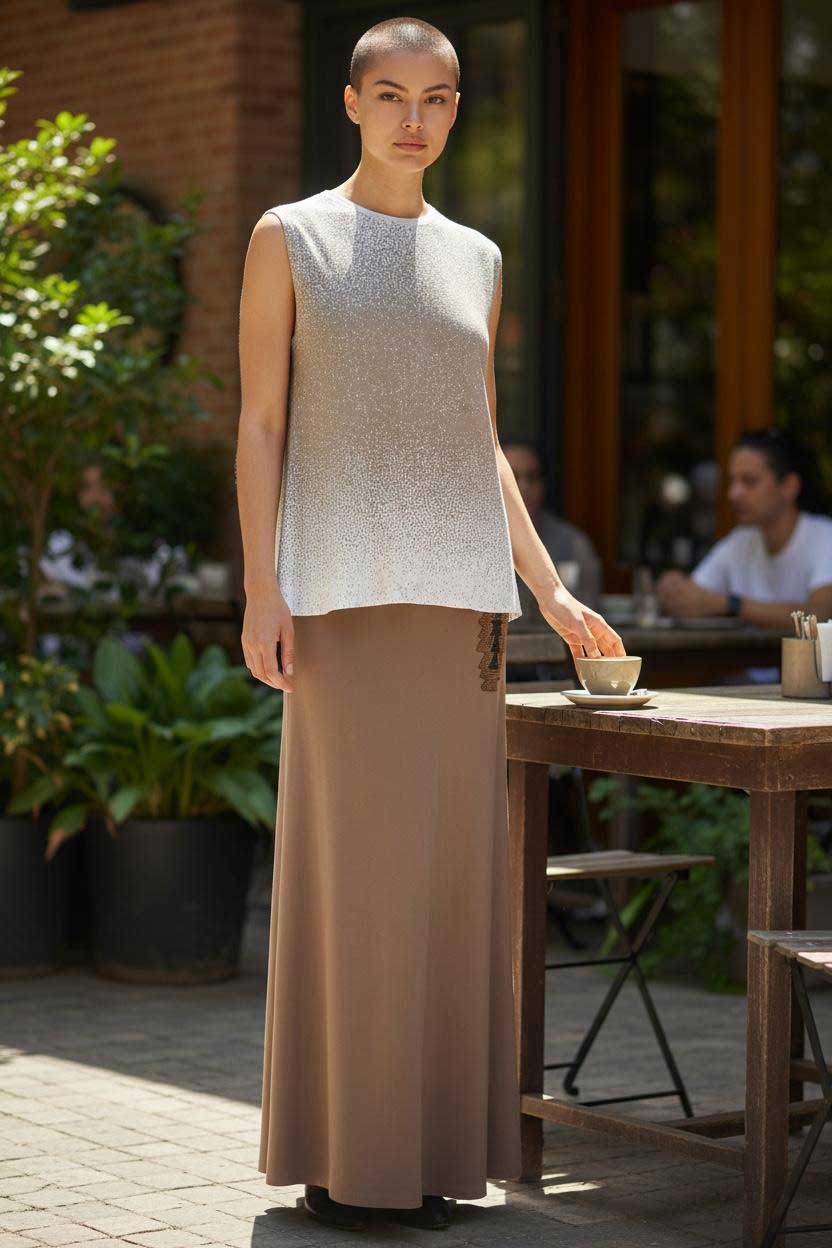 Mermaid Brown Skirt with beaded design Deluxe sold at Aqualta 4