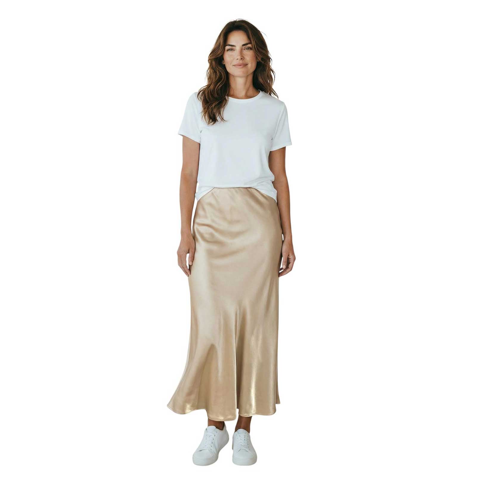 Mermaid cut skirt silk blend Chocolate Sand sold at Aqualta 2