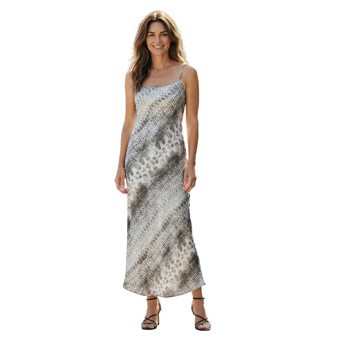 Midi Slip Silk Dress Brown snake print Sans sold at Aqualta 2