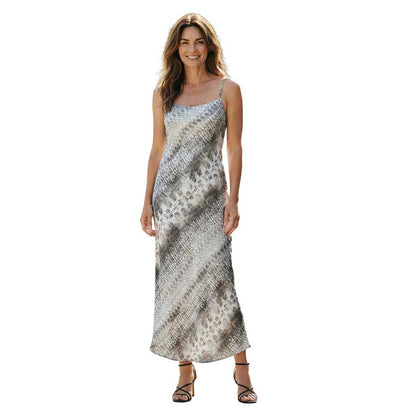 Midi Slip Silk Dress Brown snake print Sans sold at Aqualta 2