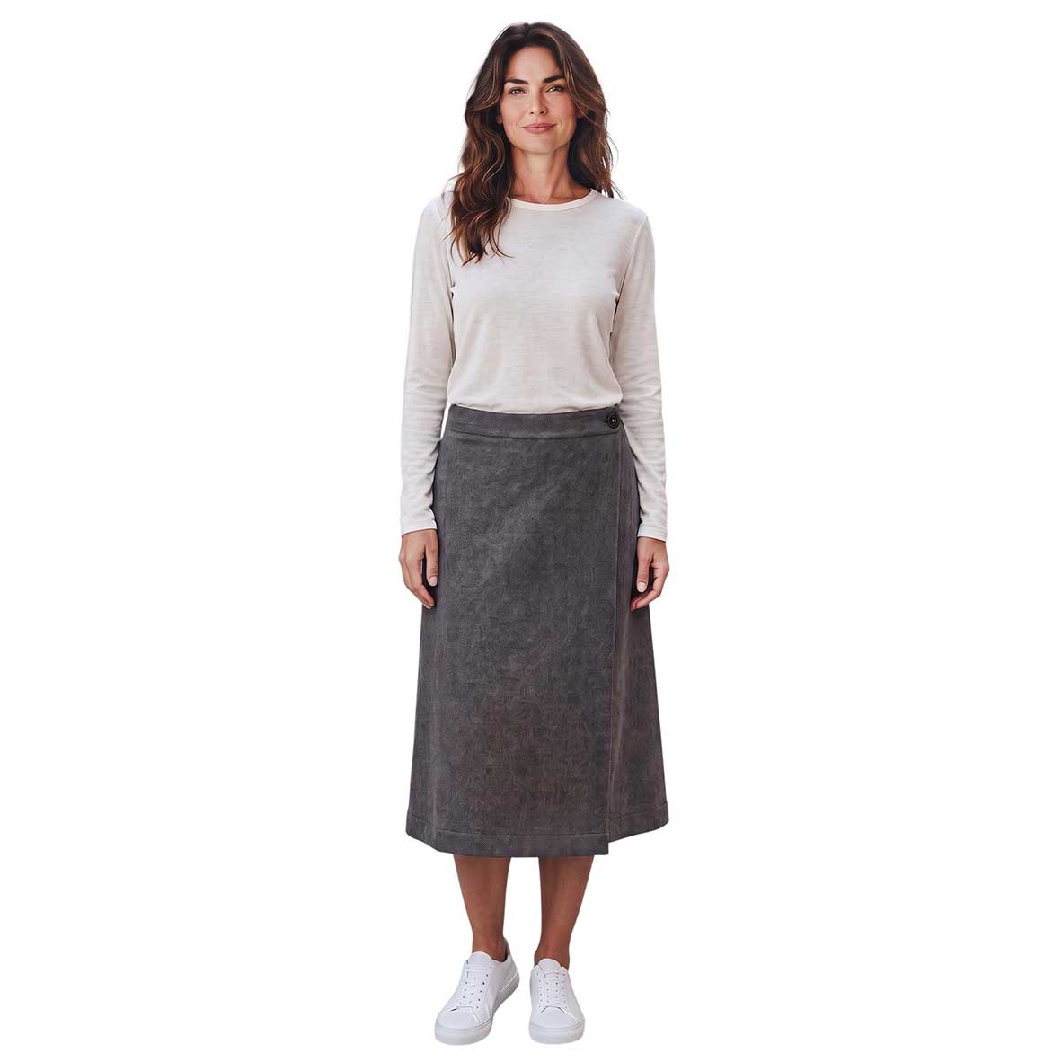 Goodmatch gray tweed midi wrap skirt for women sold at Aqualta
