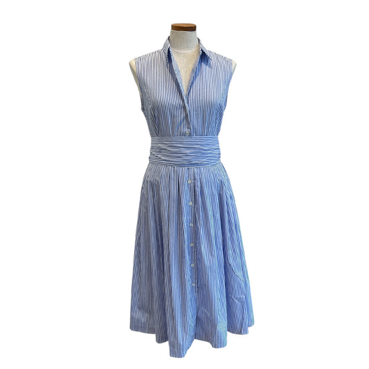 Midi length shirtdress Blue stripes Caliban Sold at Aqualta