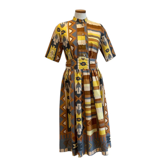 Midi length shirtdress Geometric Print Caliban Sold at Aqualta