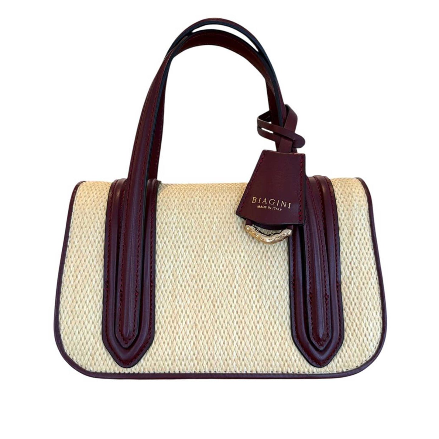 Mini Bag Raffia & Leather Biagini sold at Aqualta