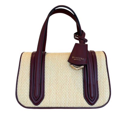 Mini Bag Raffia & Leather Biagini sold at Aqualta