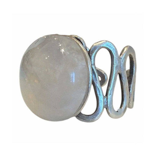 Moon Stone Cabochon Silver Ring Peggy Goodman sold at Aqualta