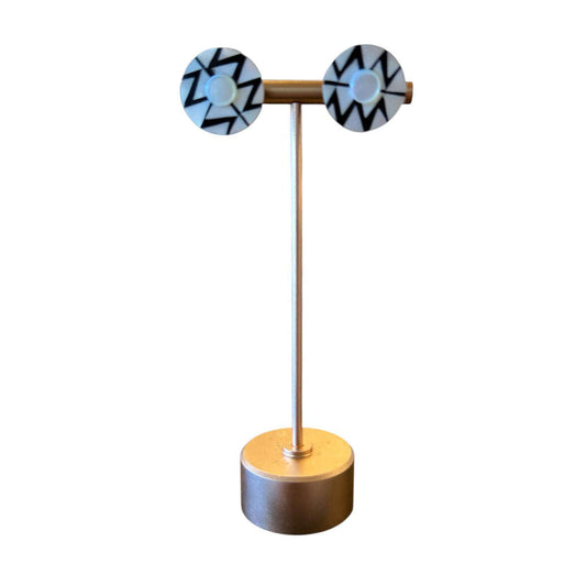 Mother of Pearl disc Earring Geometric design Sold at Aqualta