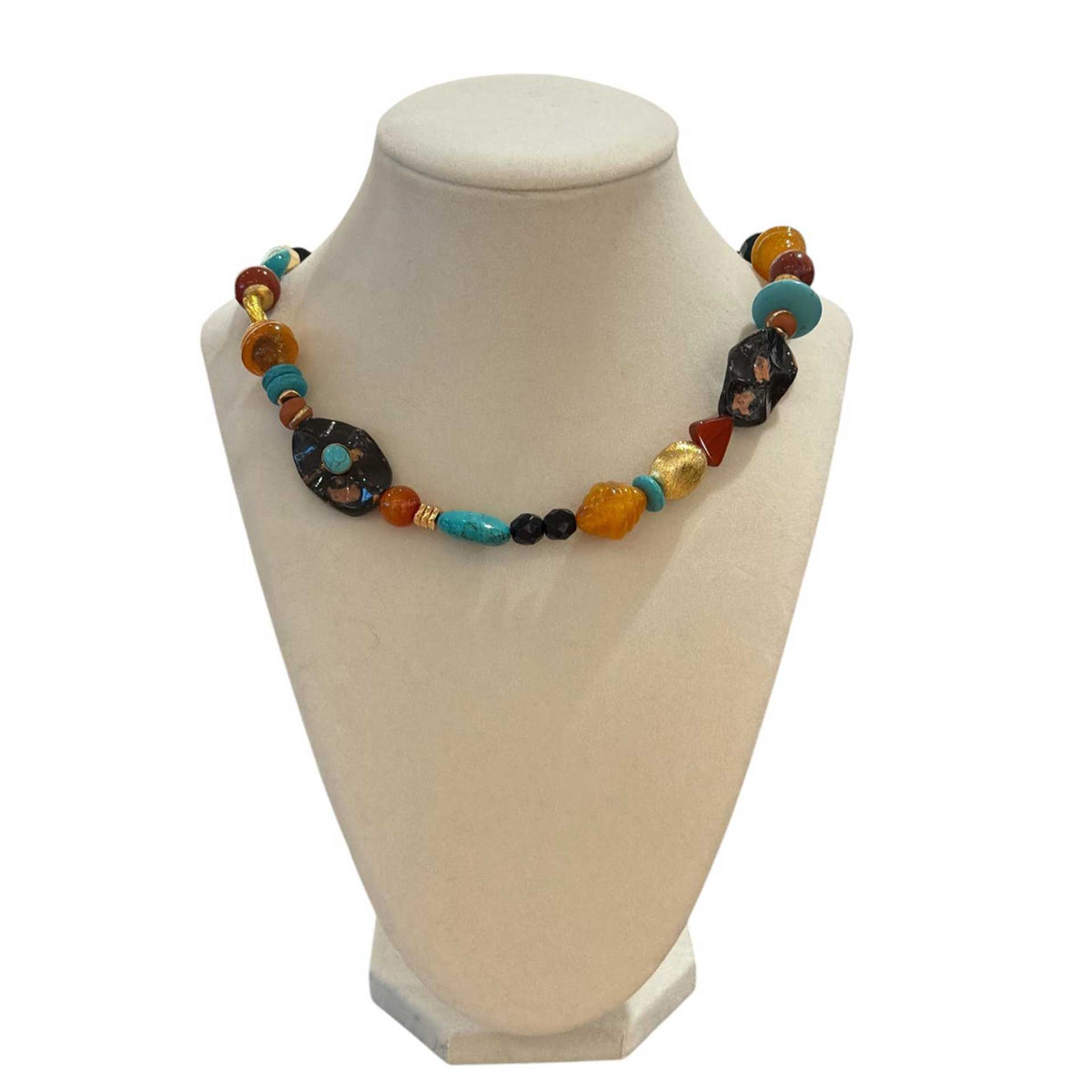 Multicolored Stones Long Necklace by Peggy Goodman, available at Aqualta.