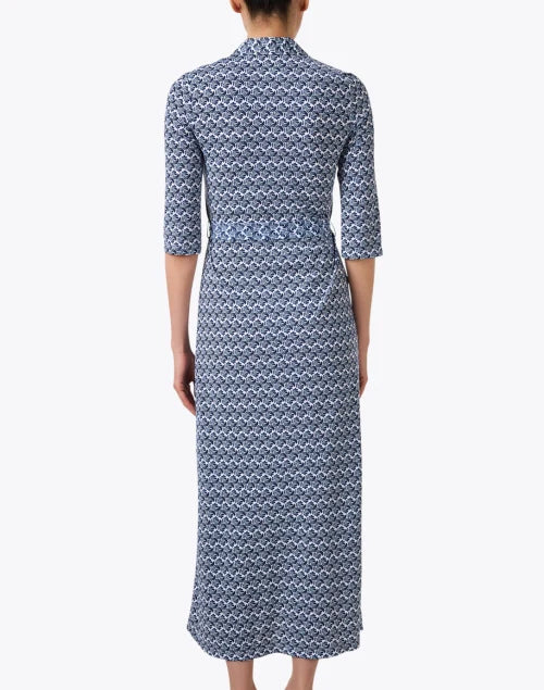 Navy Print long Shirt Dress Caliban sold at Aqualta 4