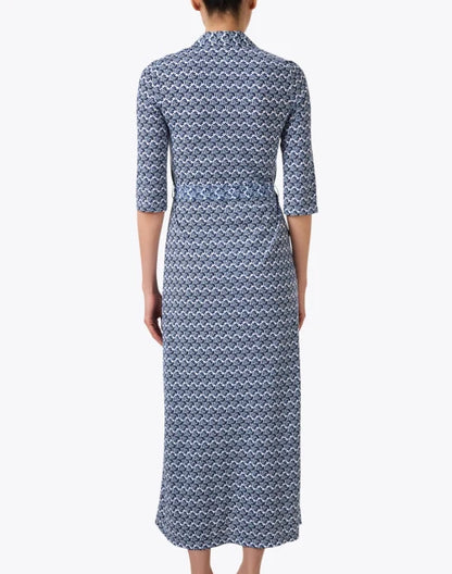 Navy Print long Shirt Dress Caliban sold at Aqualta 4