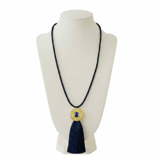 Necklace Black silk rope Metal pendant & silk Tassel Peggy Goodman sold at Aqualta 2