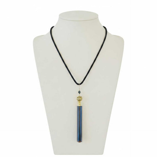 Necklace Black silk rope Murano glass bead & silk tassel eggy Goodman sold at Aqualta