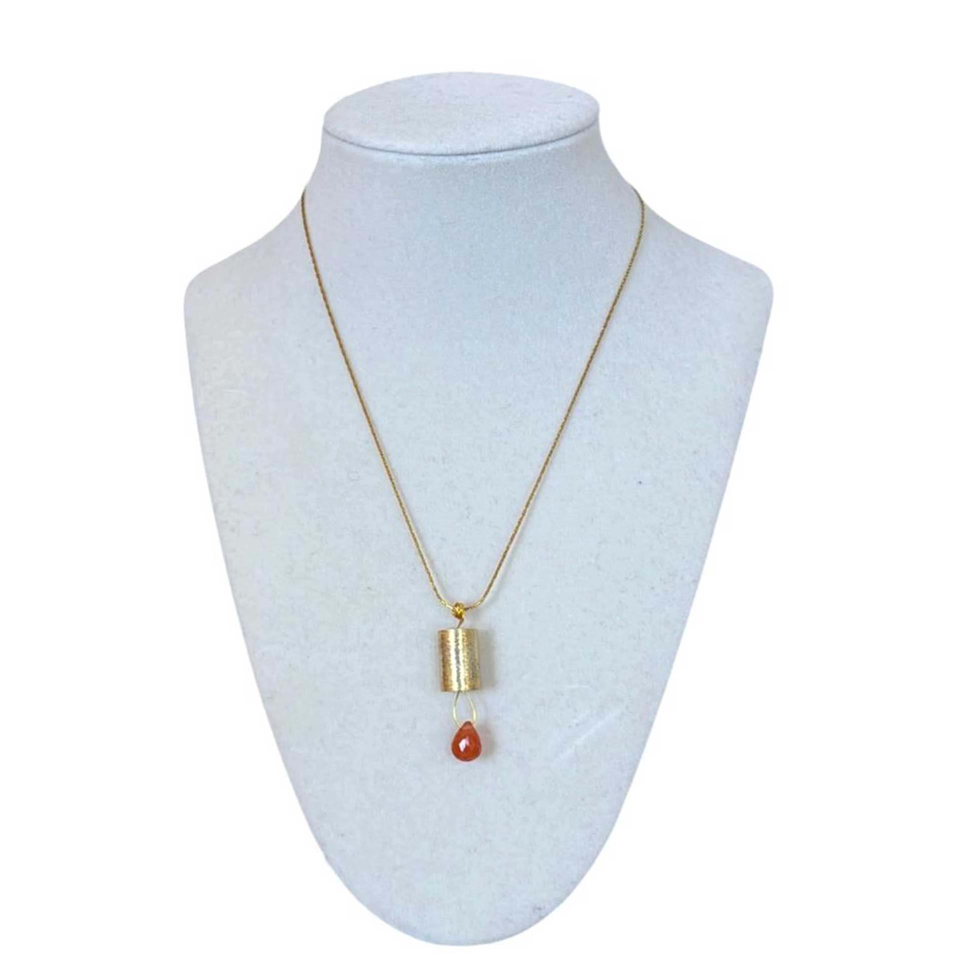 Necklace Gold Plated Adjustable Chain with Carnelian Pars sold at Aqualta