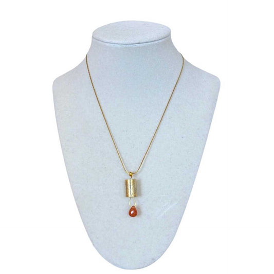 Necklace Gold Plated Adjustable Chain with Carnelian Pars sold at Aqualta