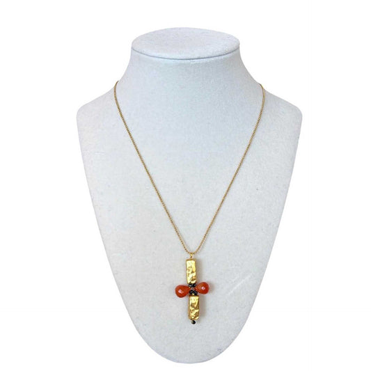 Necklace Gold Plated with Segment details & Carnelians sold at Aqualta