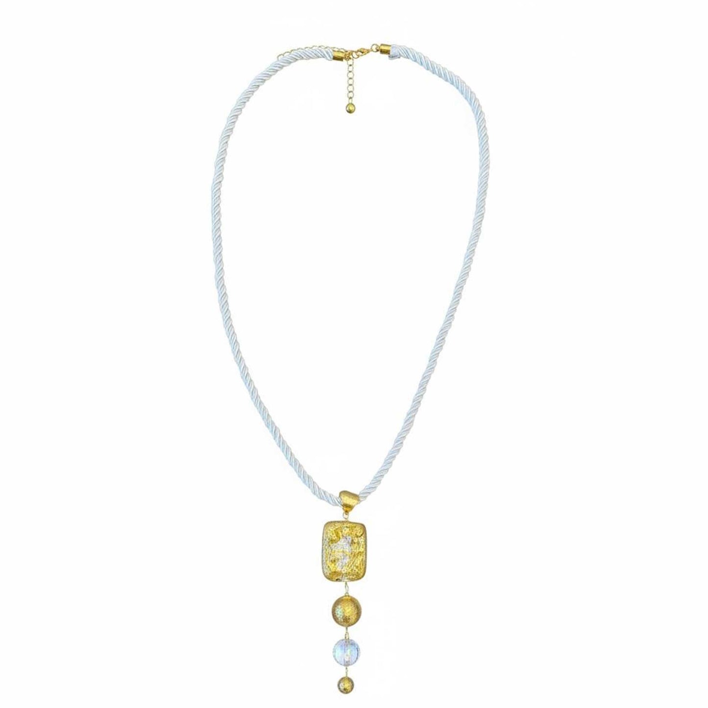 Necklace white silk rope Murano glass bead Peggy Goodman sold at Aqualta 3