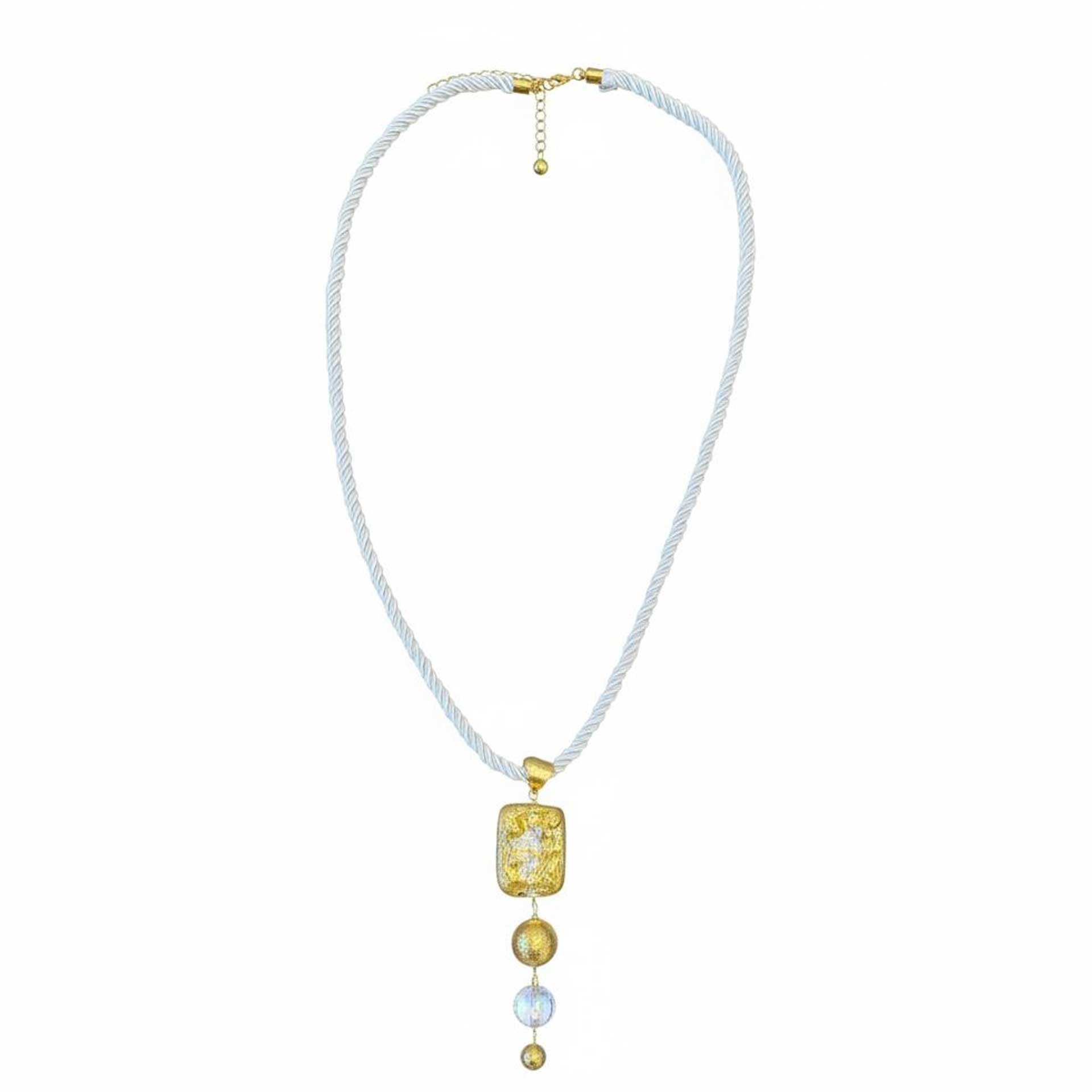 Necklace white silk rope Murano glass bead Peggy Goodman sold at Aqualta 3