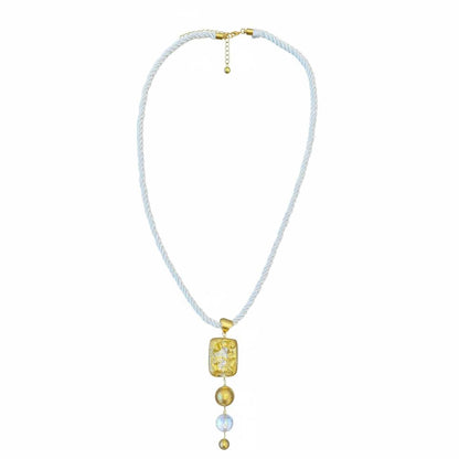 Necklace white silk rope Murano glass bead Peggy Goodman sold at Aqualta 3
