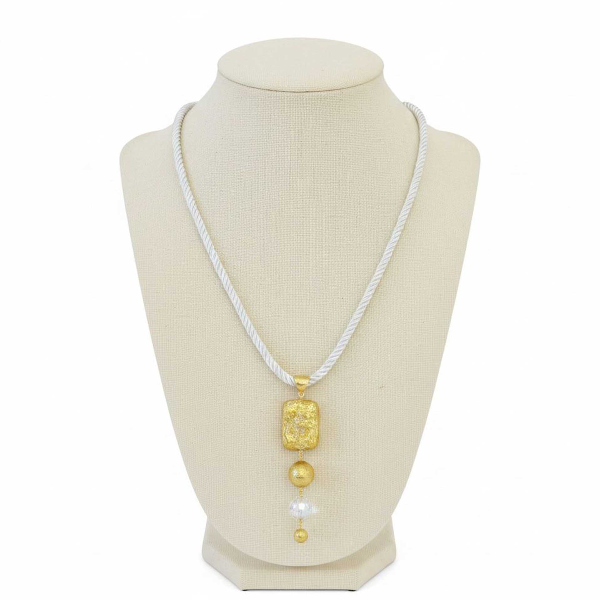 Necklace white silk rope Murano glass bead Peggy Goodman sold at Aqualta