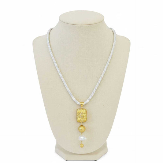 Necklace white silk rope Murano glass bead Peggy Goodman sold at Aqualta