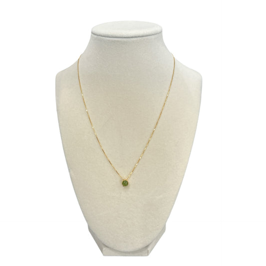 Necklace Gold Chain with green Jade pearl Sold at Aqualta
