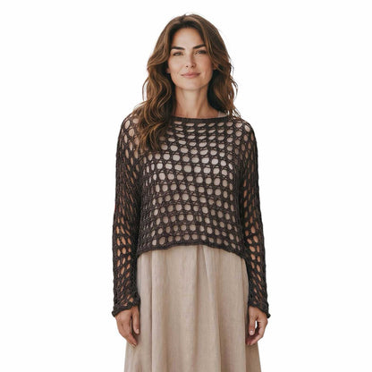 Net Crop Shrug long Sleeves Brown Chiara Toffanin sold at Aqualta
