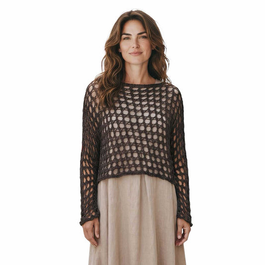 Net Crop Shrug long Sleeves Brown Chiara Toffanin sold at Aqualta