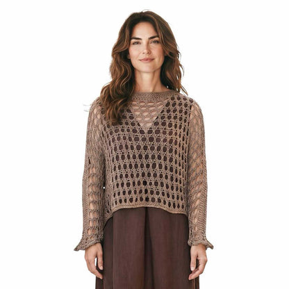 Net Crop Shrug long Sleeves Camel Chiara Toffanin sold at Aqualta
